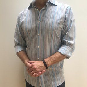 BR lt blue retro stripe button-up w/ French cuffs